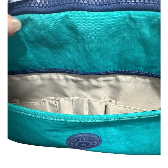 Kipling Nylon Laptop Sleeve Zipper Closure Money Keychain In Clay Teal & Purple - Picture 7 of 11